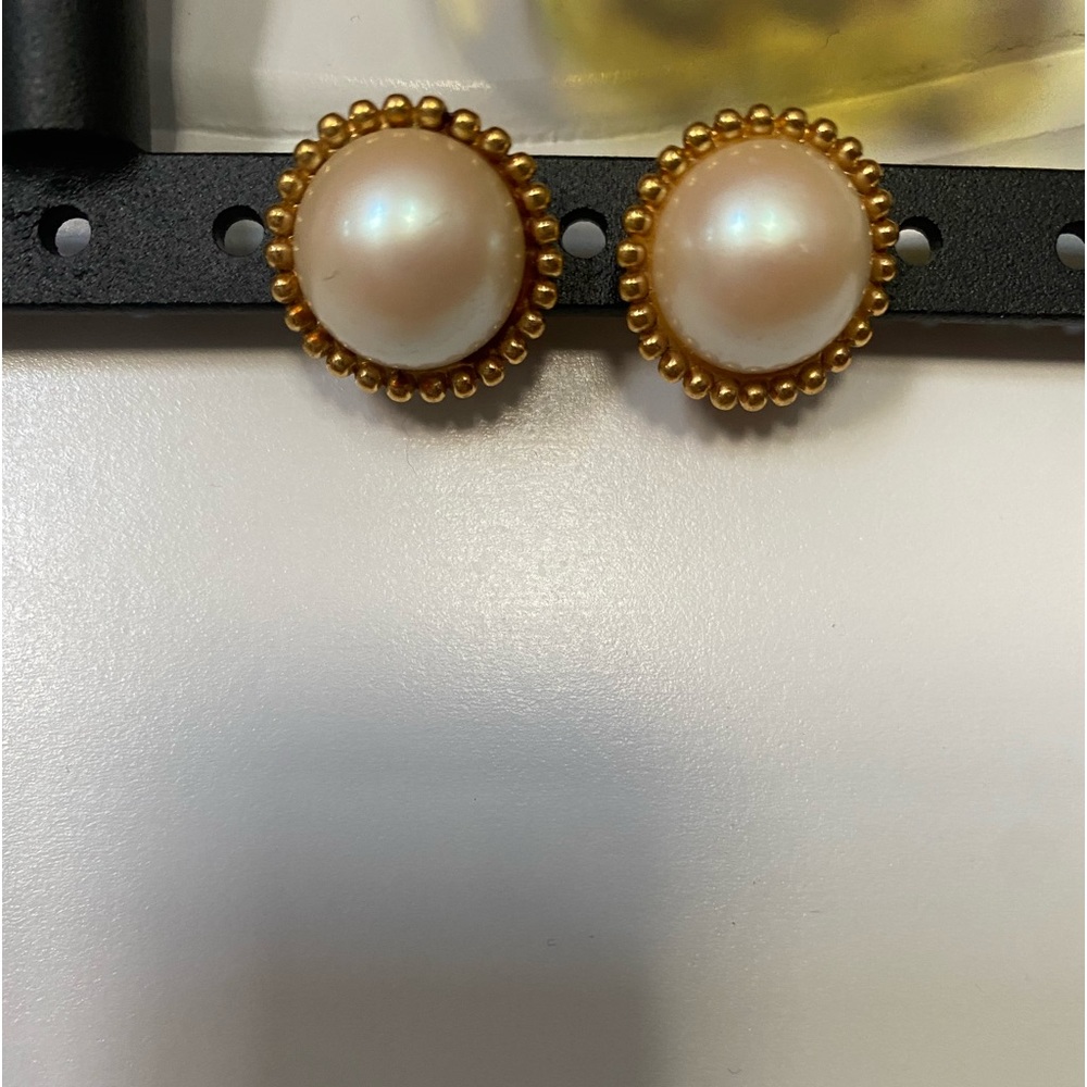 Large Gold Pearl Earrings